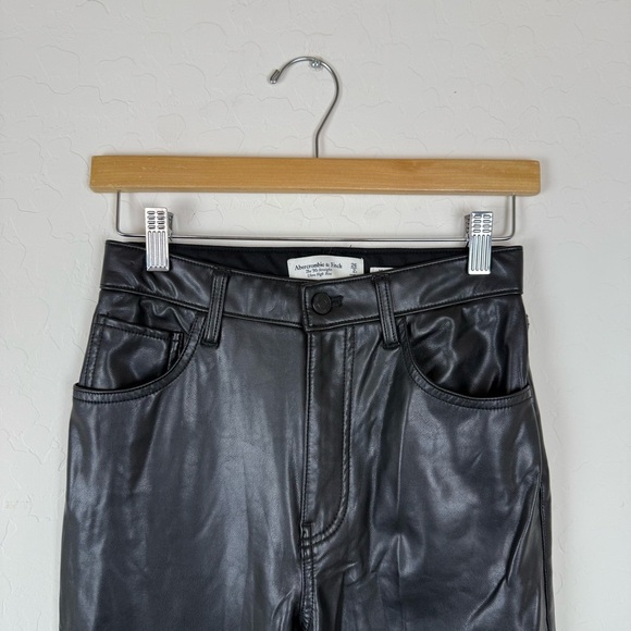 Abercrombie & Fitch The 90’s Straight Ultra High Rise Vegan Leather Pants - Picture 11 of 13